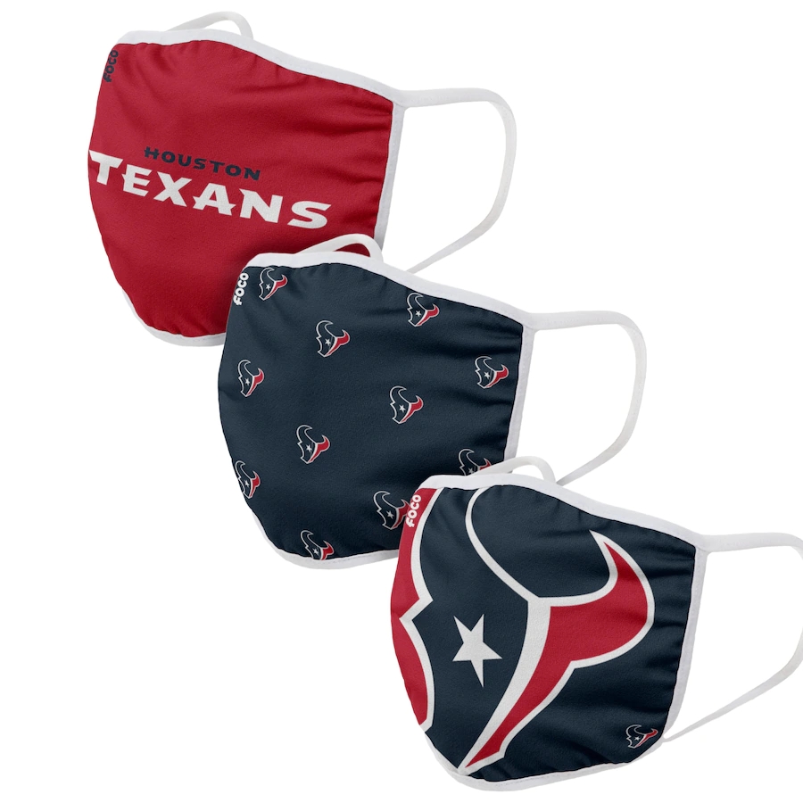 Houston Texans Adult Face Covering 3-PackDust mask with filter